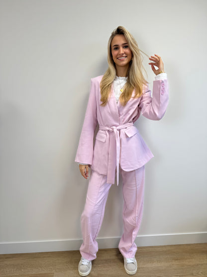 Layla Belted Blazer Baby Pink