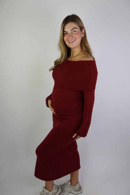 Ceyda Off Shoulder Dress Bordeaux