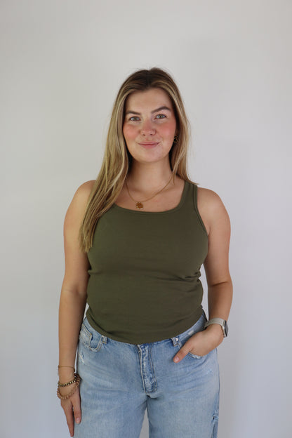 Ambika Essential Top Army Green