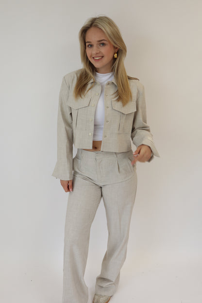 Ambika Studio Cropped Jacket | Linnen Look