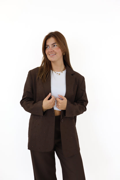 Ambika Glitter Blazer Brown