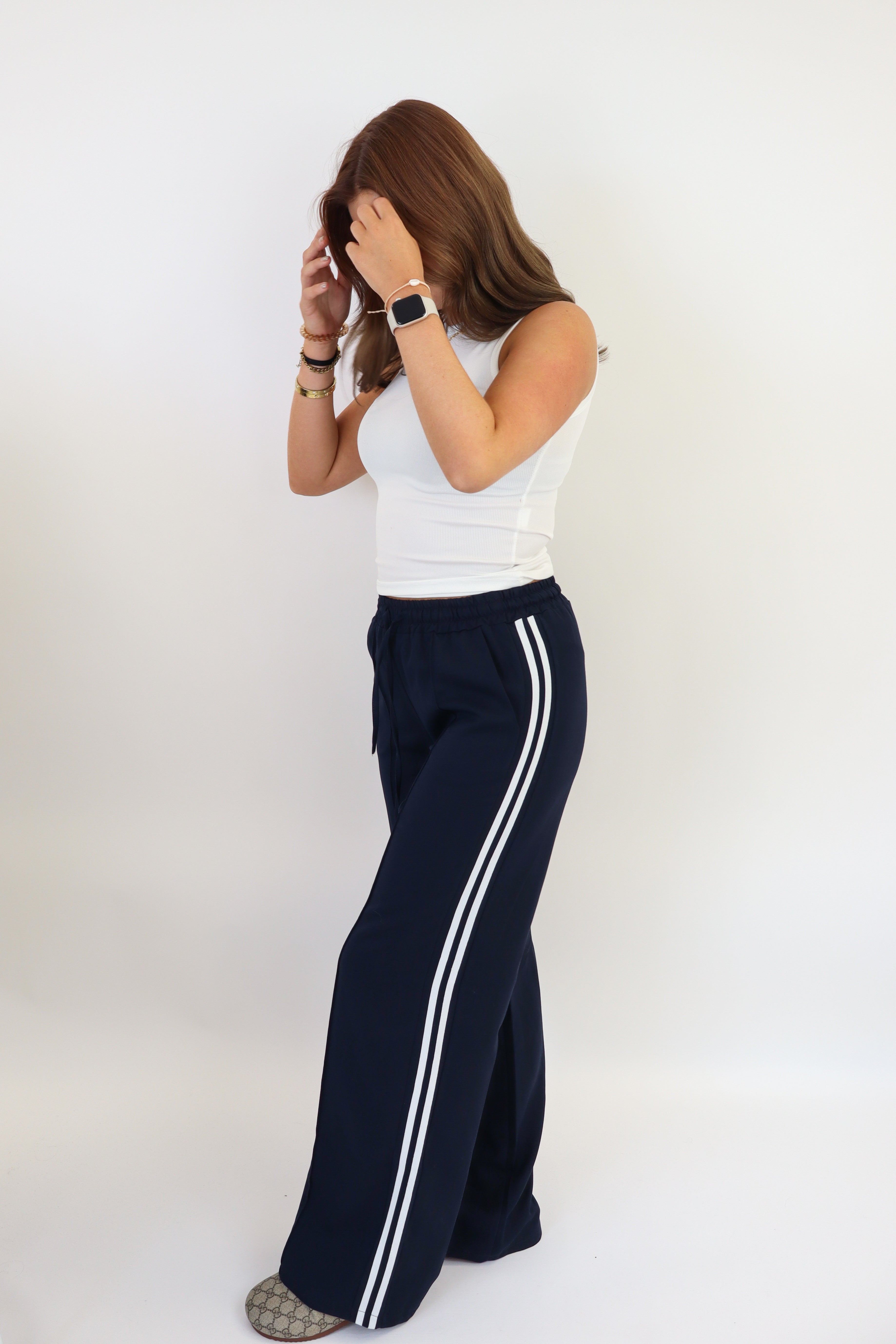 Laure Striped Pants - Navy