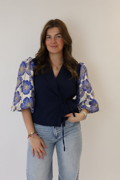 Vera Flower Blazer Navy