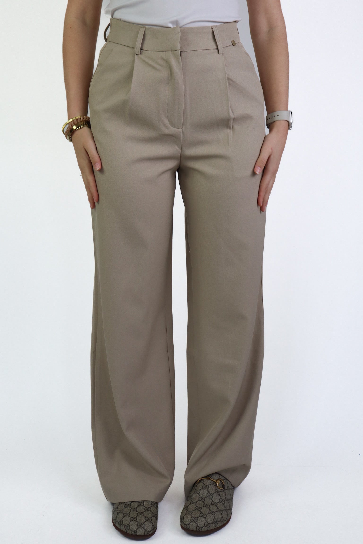 Bowie Wide Leg Pantalon Beige