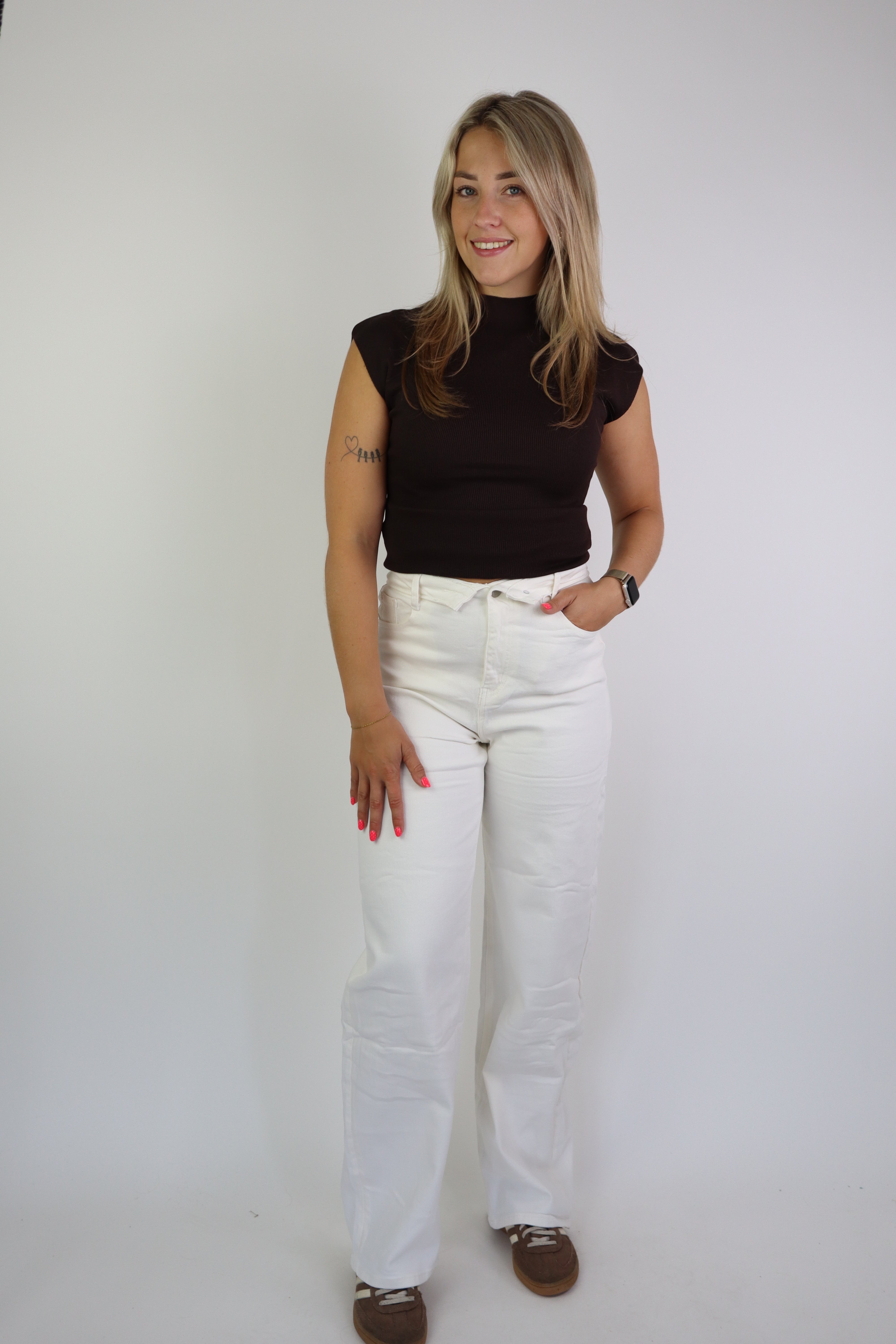 Fold Over Jeans White Hm1511-11
