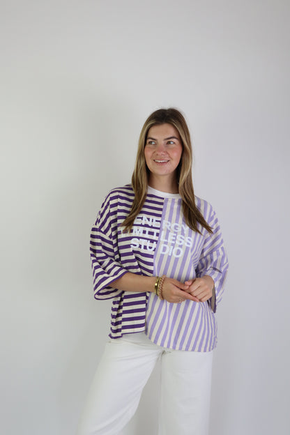 Studio Striped Tee Lila