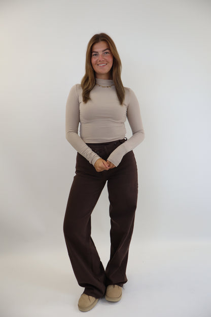 Double Button Tall Jeans Brown BK3856-C