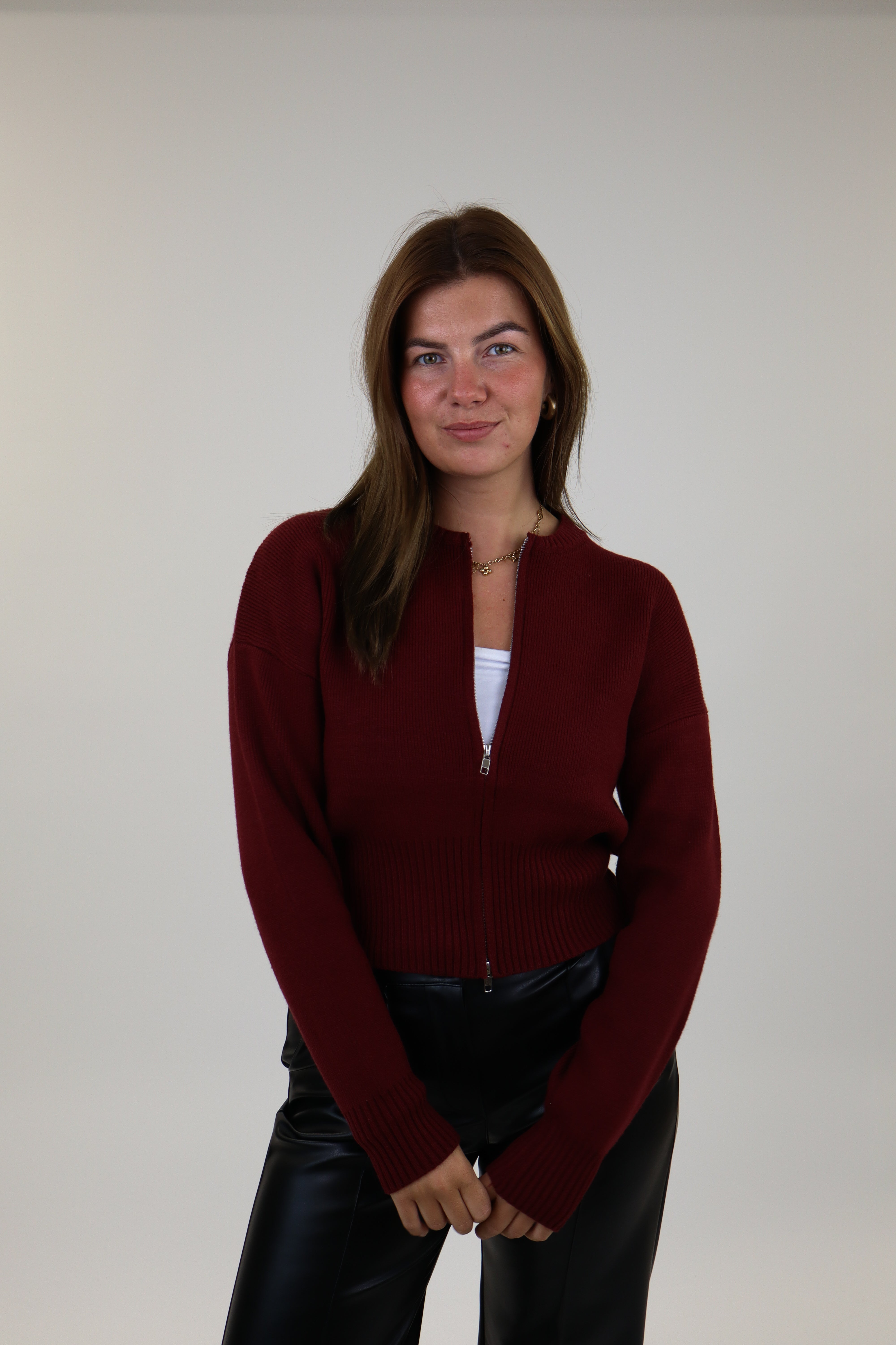 Femke Zip Cardigan - Bordeaux