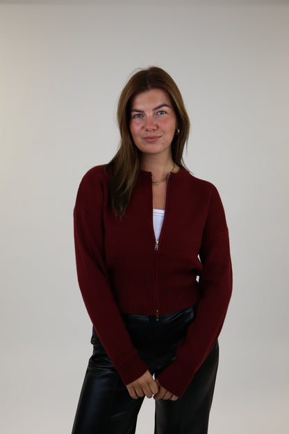 Femke Zip Cardigan - Bordeaux