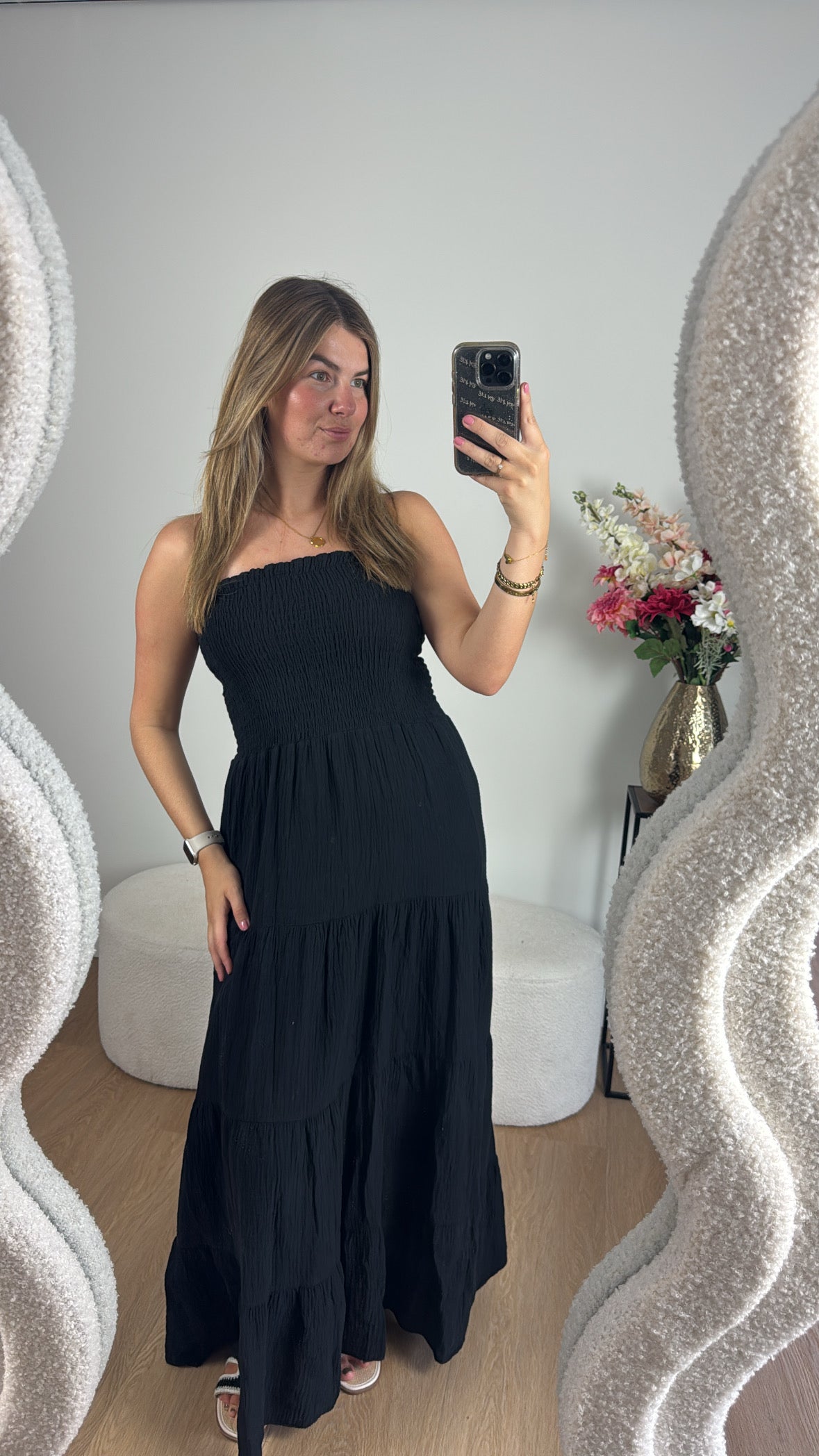Katoenen Maxi Dress Black
