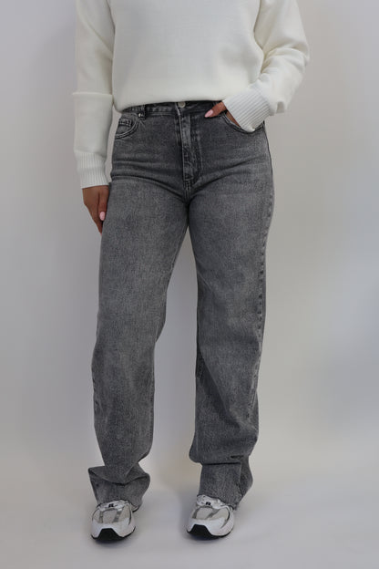 Destroyed Tall Wide Leg Jeans Grey - BK3863