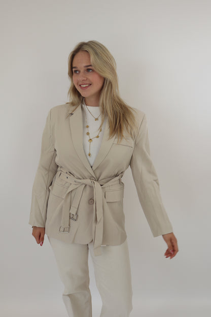 Ambika Belted Blazer Creme