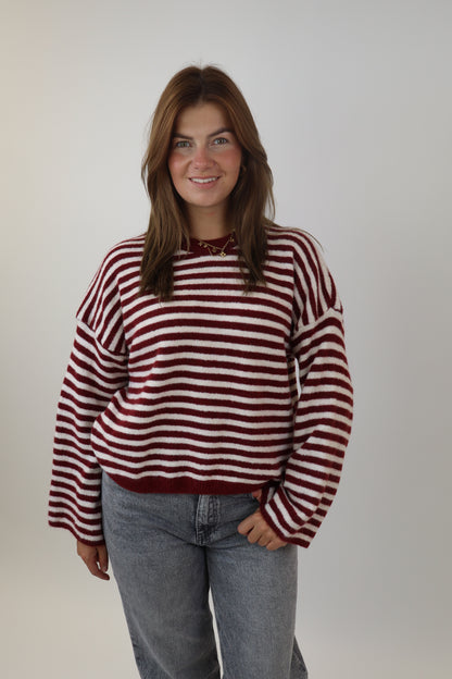 Myrthe Striped Sweater | Bordeaux