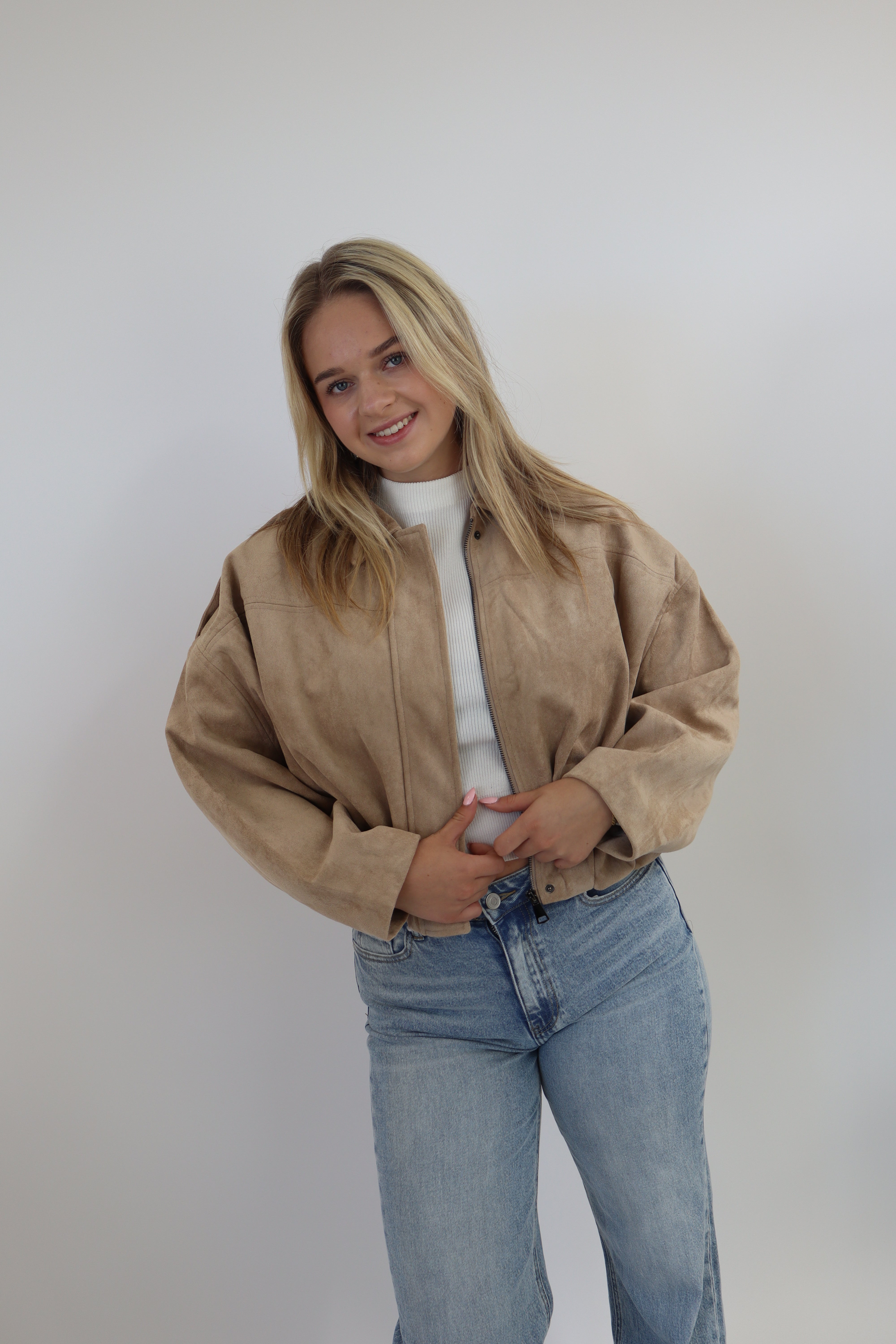 Suede Jacket Beige