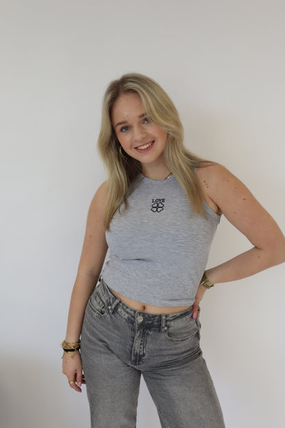 Love Tanktop Licht Grijs