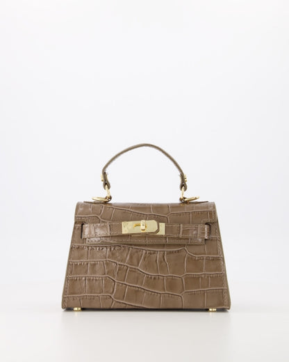 Grace Leather Bag Croco Taupe