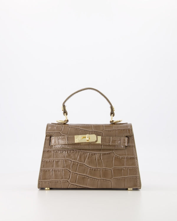 Grace Leather Bag Croco Taupe