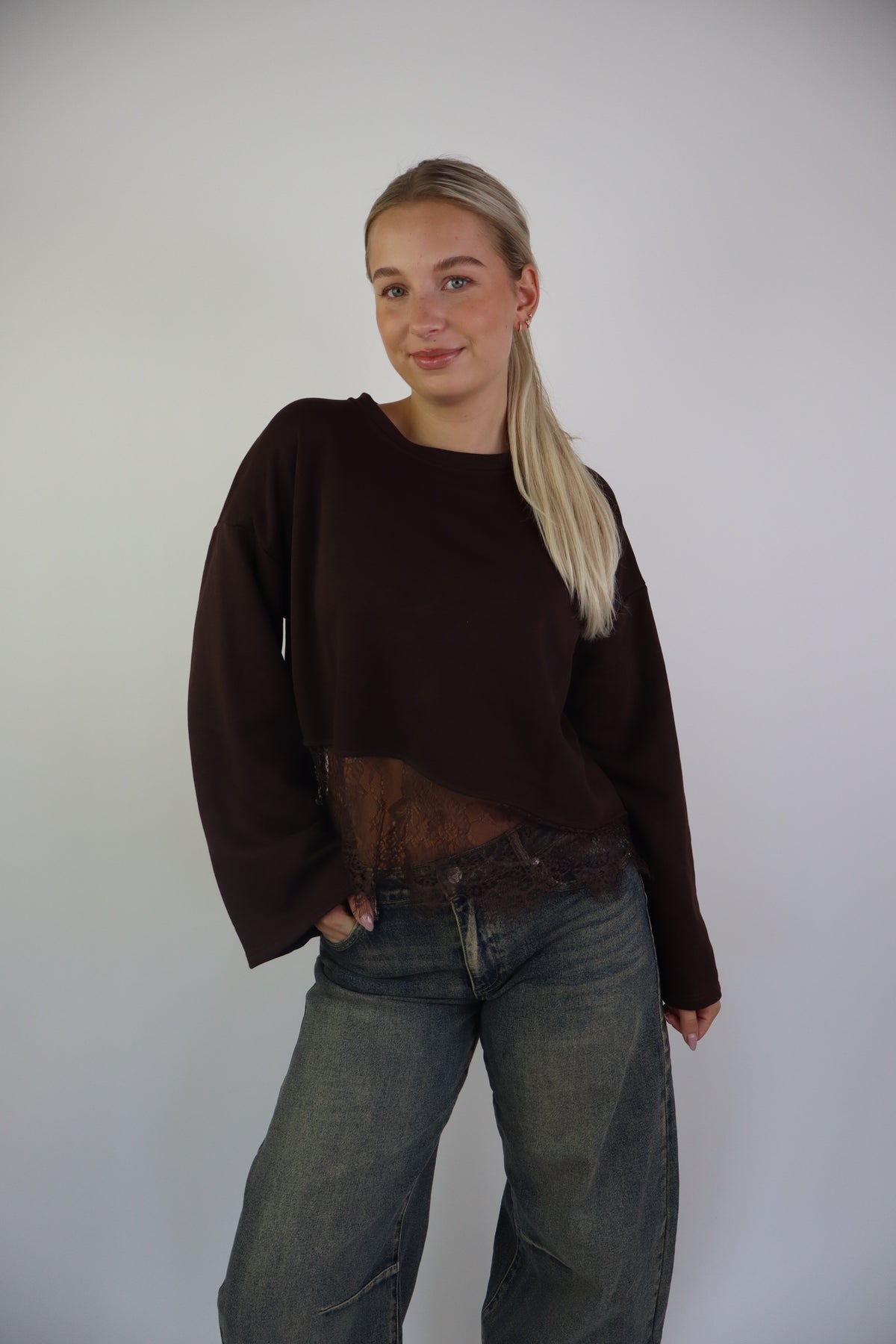 Marilyn Lace Sweater Brown