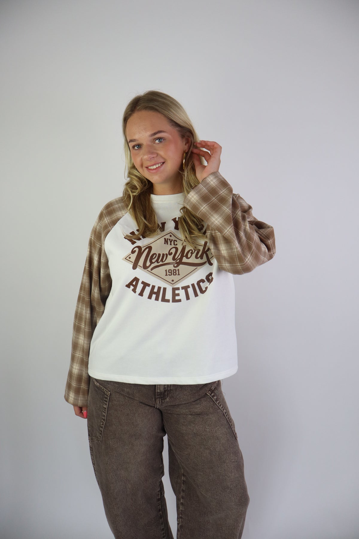 New York Sweater Geruit Beige