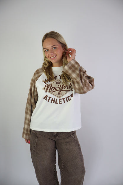 New York Sweater Geruit Beige