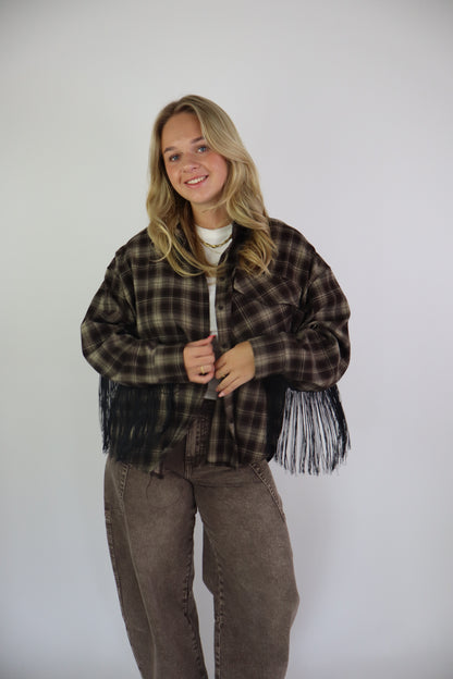 Yente Franje Blouse Bruin