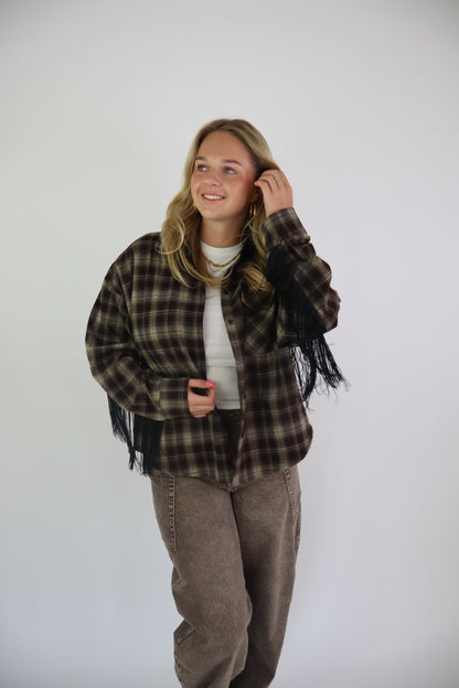 Yente Franje Blouse Bruin