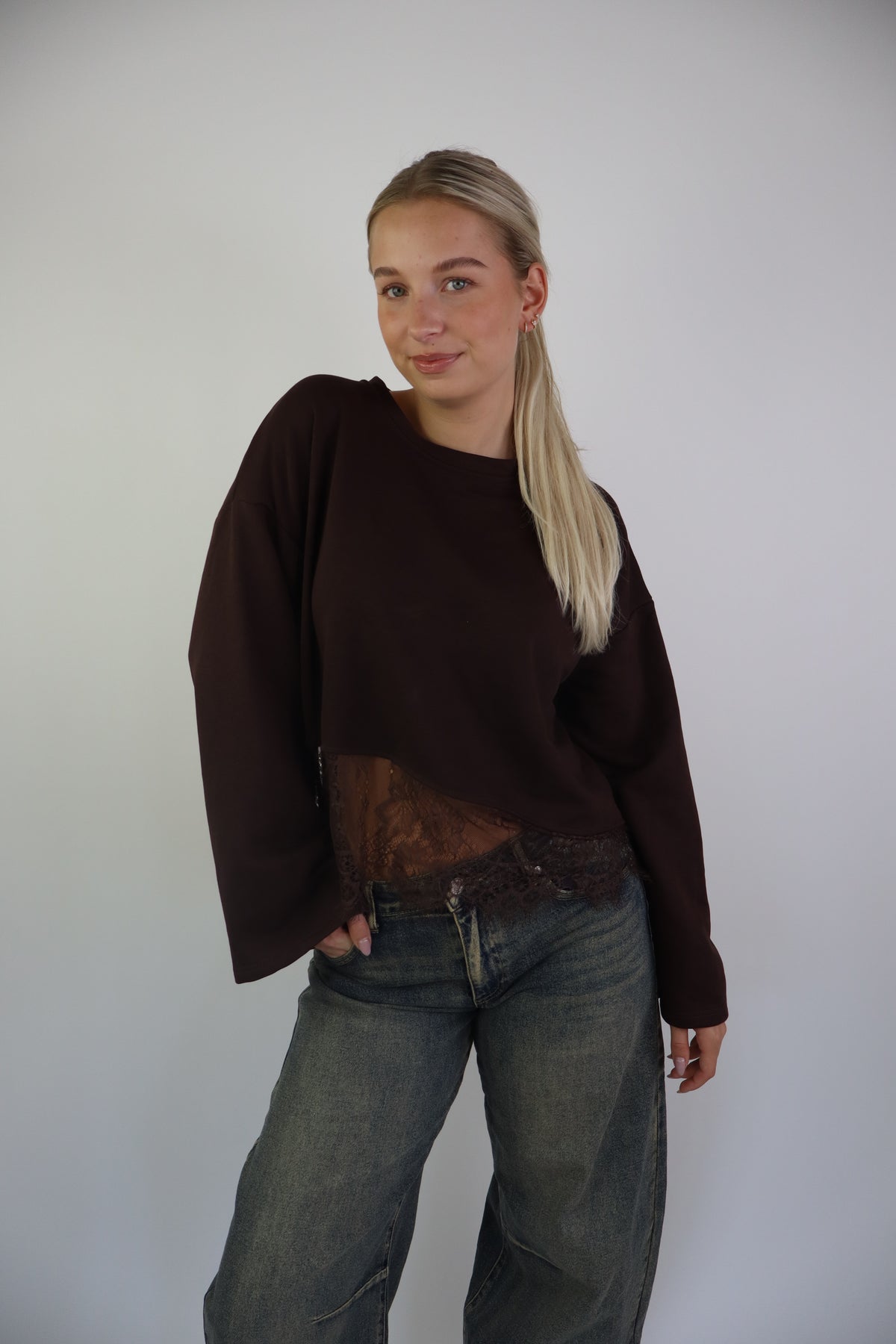 Marilyn Lace Sweater Brown