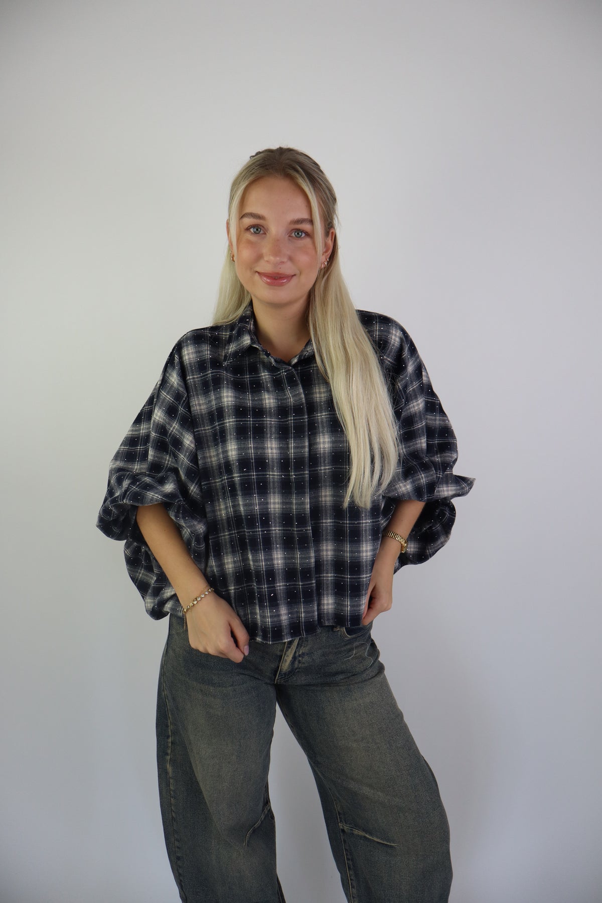 Wendy Glitter Blouse Navy