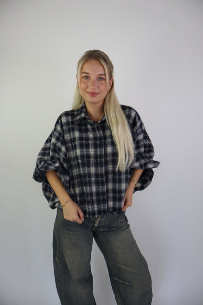 Wendy Glitter Blouse Navy