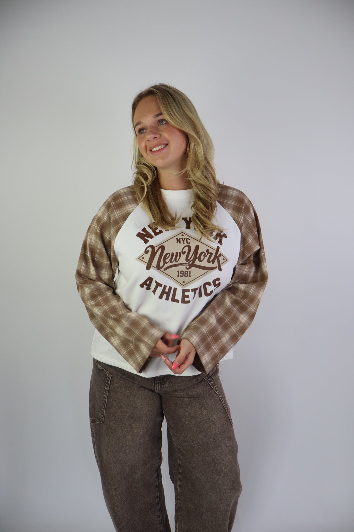 New York Sweater Geruit Beige