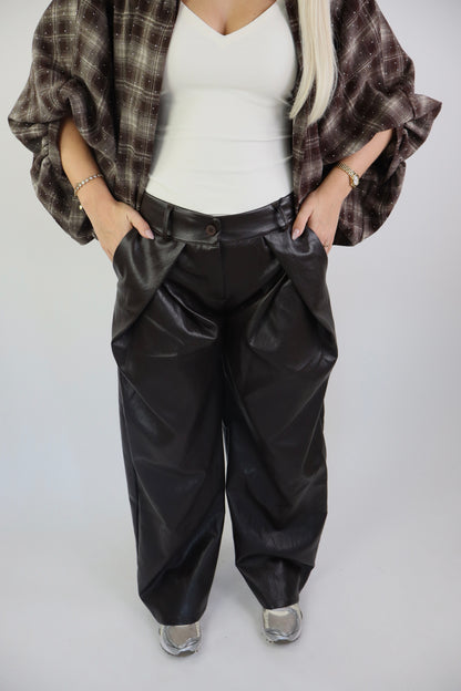 Lizzie PU Broek Bruin